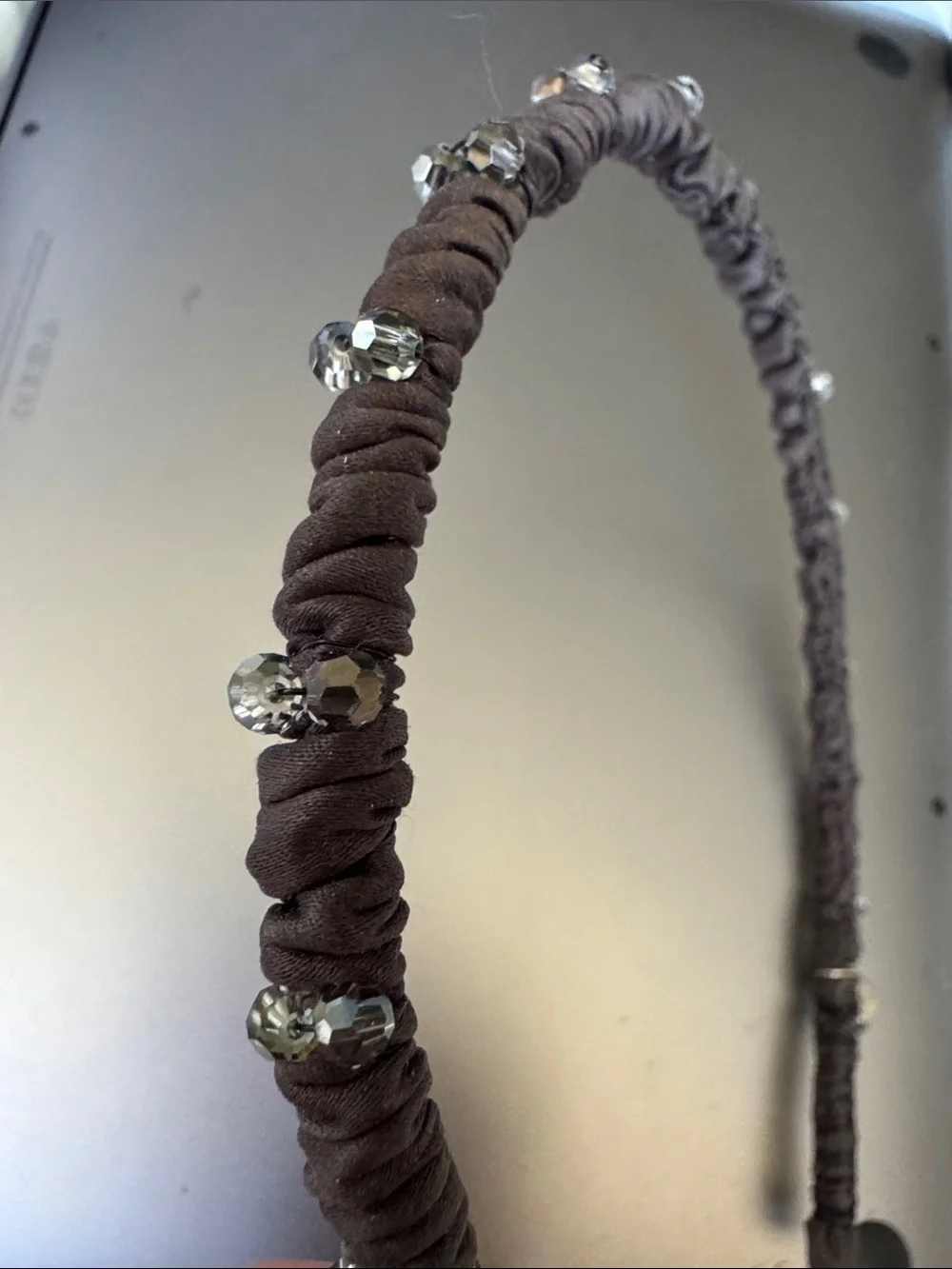 Renee Rivera Couture Black Beaded Wrapped Headband with Subtle Accents